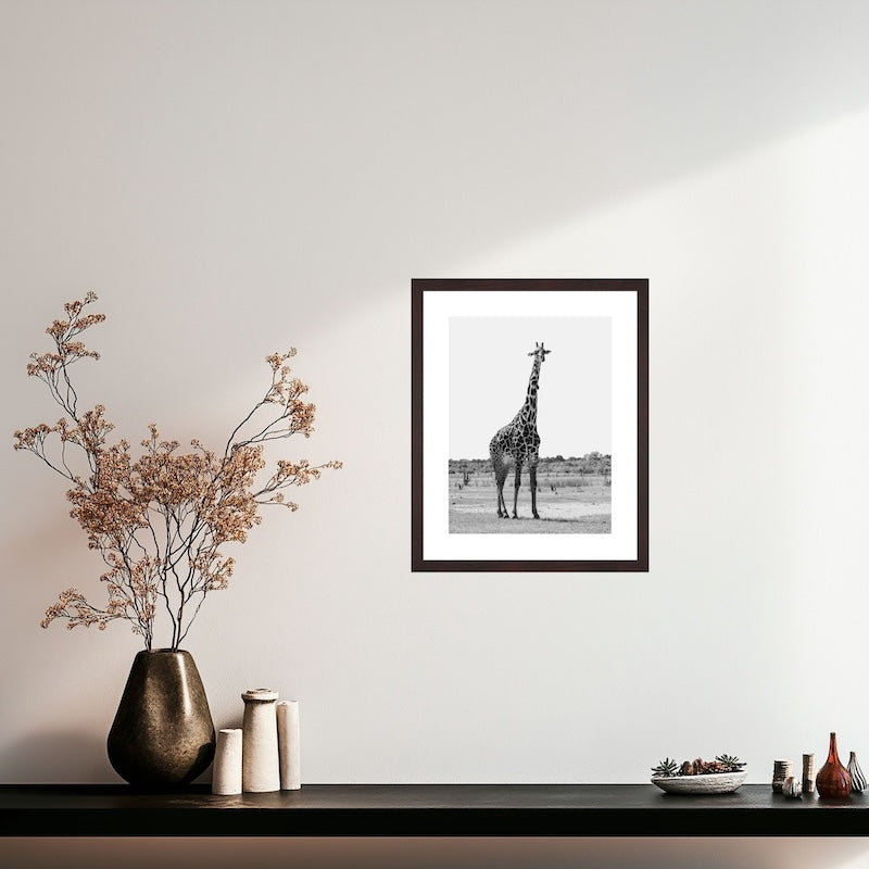Fine Art giraffe wanddecoratie in zwart-wit. Julia Eilert Photography