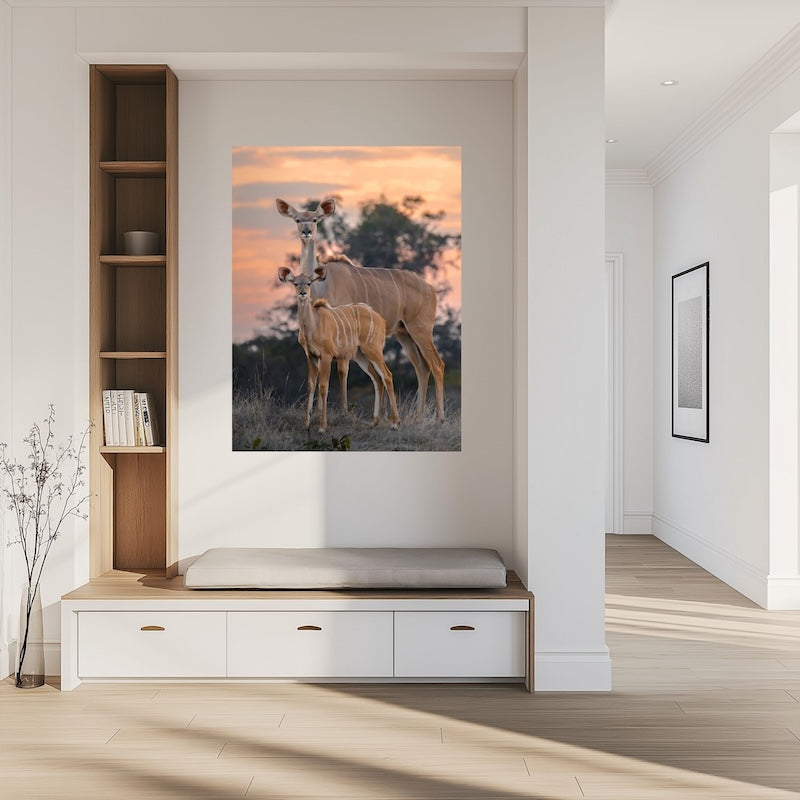Kudu antilope wanddecoratie op acrylglas - grote foto gang woonkamer - Belonging, Julia Eilert